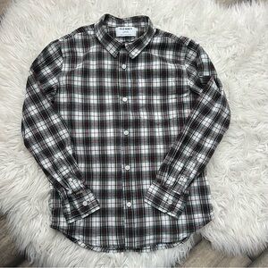 Old Navy Boy’s Large 10/12 Black Plaid Button Down Shirt